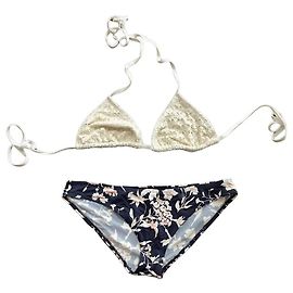 Autre Marque Bikini Triángulo Guillermina Baeza Crudo Azul oscuro