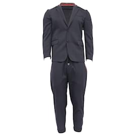Givenchy-Givenchy Two Piece Suit with Stripe Detail in Grey Wool-Black