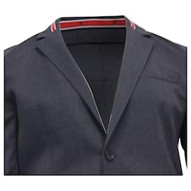 Givenchy-Givenchy Two Piece Suit with Stripe Detail in Grey Wool-Black