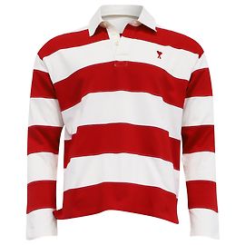 Langarm-Polo Ami Striped Ami de Cœur aus roter und weißer Baumwolle Rot