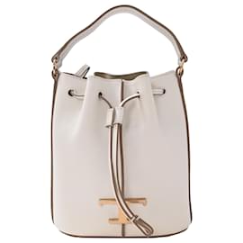 Tod's-Tod's T Timeless Bucket Bag in White Leather-White,Cream