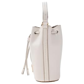 Tod's-Tod's T Timeless Bucket Bag in White Leather-White,Cream