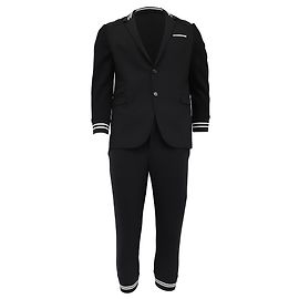 Neil Barrett Stripe Detail Blazer and trousers Set in Black Polyester Black