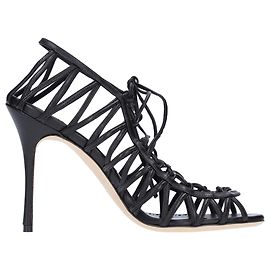 Sandali in pelle Hamza 105 di Manolo Blahnik Nero