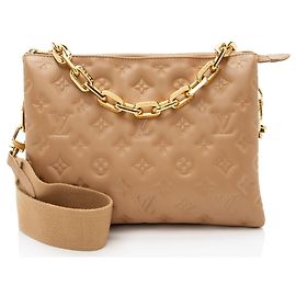 Louis Vuitton Monogram Prägung Lammleder Coussin PM Schultertasche Braun Beige