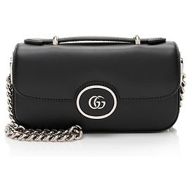 Bolsa de ombro mini GG Petite em couro de bezerro Gucci Preto