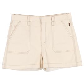 Chloé Contrast Stitching Shorts in White Cotton White Cream
