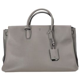 MCM Maxim Tote Bag in Grey Leather Grey