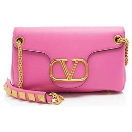 Valentino Garavani Valentino Nappa VLogo Stud Sign Shoulder Bag Pink