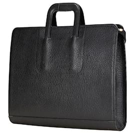 Burberry-Burberrys Check Lining Leather Briefcase-Black