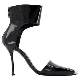 Alexander Mcqueen Sandali in Pelle Nera/Argento Nero