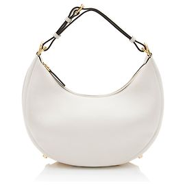 Fendi Sac Hobo Petit Fendigraphy en Cuir Blanc
