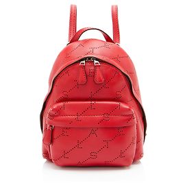 Stella Mc Cartney Stella McCartney Eco Alter Nappa Perforated Logo Mini Backpack Red