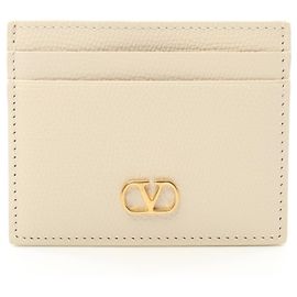 Kartenetui aus Leder mit V-Logo von Valentino Garavani Weiß