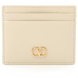 Valentino Garavani V Logo Signature Leather Card Case Accessory White