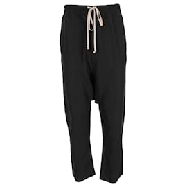 Rick Owens-Rick Owens Drawstring Drop-Crotch Pants in Black Wool-Black