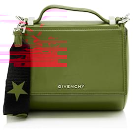 Givenchy-Givenchy Calfskin Pandora Box Logo Strap Mini Shoulder Bag-Red