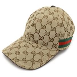 Gucci-Boné de beisebol em lona GG Gucci-Marrom,Bege