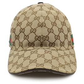 Gucci-Boné de beisebol em lona GG Gucci-Marrom,Bege