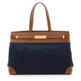 Saint Laurent Denim Leather Manhattan Medium Satchel Blue