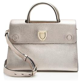 Dior-Dior Metallic Calfskin Diorever Medium Tote-Silvery,Metallic