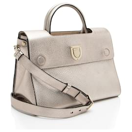 Dior-Dior Metallic Calfskin Diorever Medium Tote-Silvery,Metallic