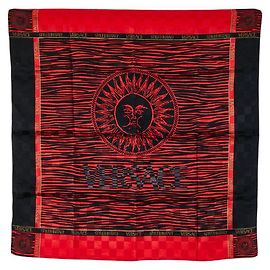 Cachecol de algodão com logo Sunburst da Versace Preto Vermelho