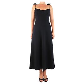 Magda Butrym Schwarzes Midi-Kleid mit floralem Träger - Größe UK 10 Schwarz