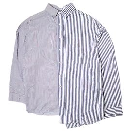 Autre Marque Camisa de algodón a rayas asimétricas Danke Schon Blanco Roja Azul