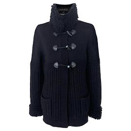 Chanel Veste de luxe silencieuse en cachemire noir 40 FR Noir