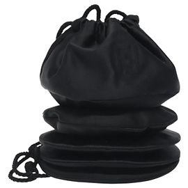 FENDI Shoulder Bag Satin Black Auth 127026 Black