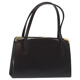 Sac à main GUCCI en cuir marron doré Auth ep9221 Marron Doré