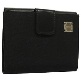 FENDI Wallet Canvas Black Auth 127954V Black