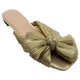 Loeffler Randall Sandália Slide Drapeada com Laço Dourado Daphne Dourado