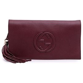 Gucci Rote Leder Soho Disco Clutch Rot Bordeaux