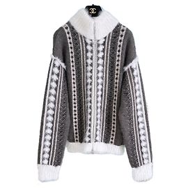 Chanel Arctic Ice Iconic Fluffy Cardigan 42 FR Beige