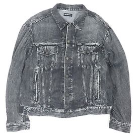 Giacca blouson in denim elasticizzato in rayon Balenciaga Nero Rosso