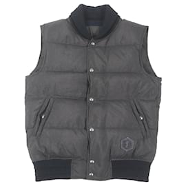 Yves Saint Laurent Nylon-Polyester gepolsterte Weste Grau Anthrazitgrau