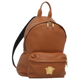 VERSACE Backpack Leather Brown Gold Auth hk2825 Brown Golden