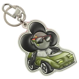 Louis Vuitton-LOUIS VUITTON Sporty Car Vivienne Key Ring Leather Black M00960 LV Auth 128266-Black