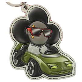 Louis Vuitton-LOUIS VUITTON Sporty Car Vivienne Key Ring Leather Black M00960 LV Auth 128266-Black