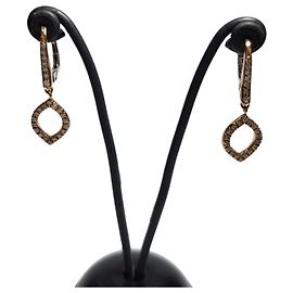 Autre Marque Boucles d'oreilles mi-longues en forme de goutte avec des diamants. OR ROSE 18k Autre