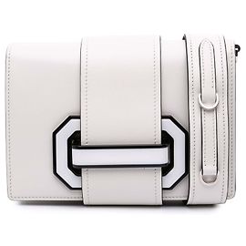 Bolsa Prada White City em couro de bezerro com fita Plex Branco