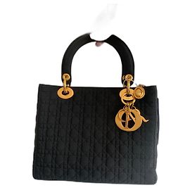 Christian Dior Lady Dior Medium Handbag Black Black
