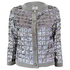 Chanel Sequin Cardigan with CC Handshake Buttons 46 FR Other