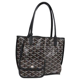 GOYARD Herringbone Anjou PM Sac à main en PVC Cuir Noir Auth sw387SM Noir