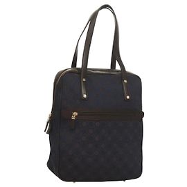Sac à main Gancini en toile navy or Auth BA3244 de Salvatore Ferragamo Doré Bleu Marine