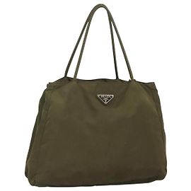 PRADA Handtasche aus Nylon Khaki Silber authentisch bs26850 Silber Khaki