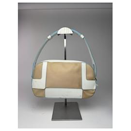 Givenchy-Vintage Givenchy 4G leather cotton bag blue white beige-White