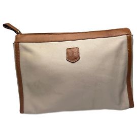 Céline Vintage Celine Paris Leder Triomphe Clutch weiß Weiß
